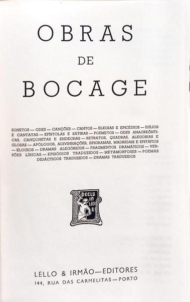 OBRAS DE BOCAGE. [EDIÇÃO SEM DATA]