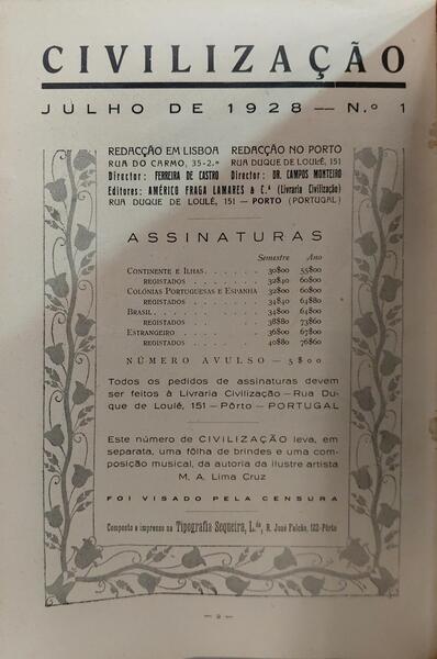 CIVILIZAÃ‡ÃƒO: GRANDE MAGAZINE MENSAL.