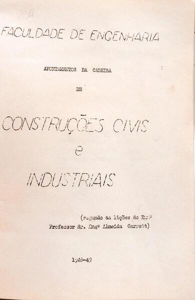 APONTAMENTOS DA CADEIRA DE CONSTRUÇÕES CIVIS E INDUSTRIAIS.