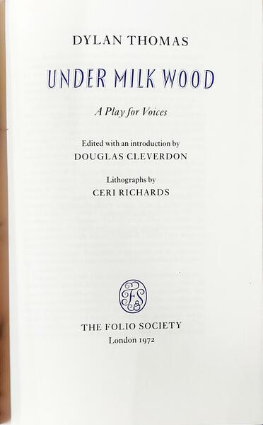 UNDER MILK WOOD, A PLAY FOR VOICES.