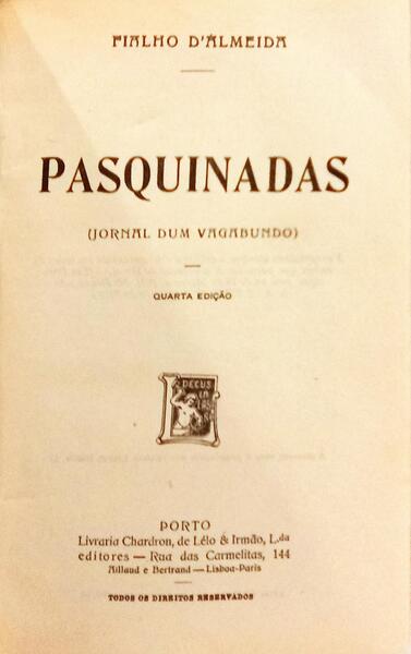 PASQUINADAS. [4.ª EDIÇÃO]