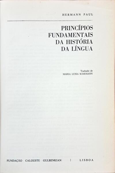 PRINCÍPIOS FUNDAMENTAIS DA HISTÓRIA DA LÍNGUA.