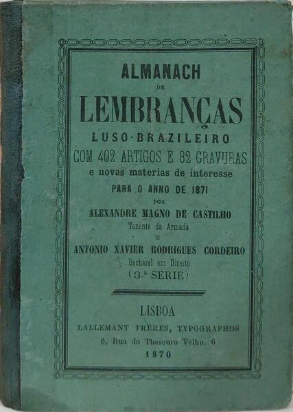 ALMANACH DE LEMBRANÇAS LUSO-BRAZILEIRO PARA O ANNO DE 1871.