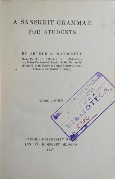 A SANSKRIT GRAMMAR FOR STUDENTS.