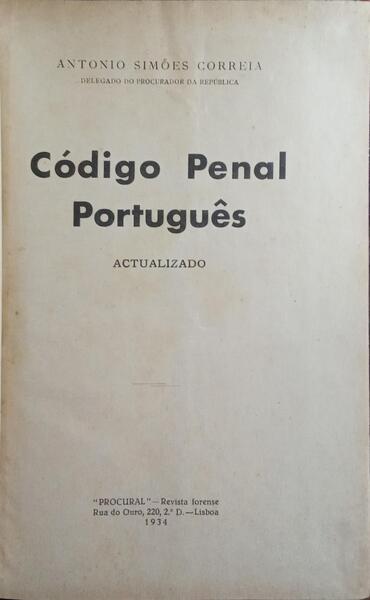 CÓDIGO PENAL PORTUGUÊS.