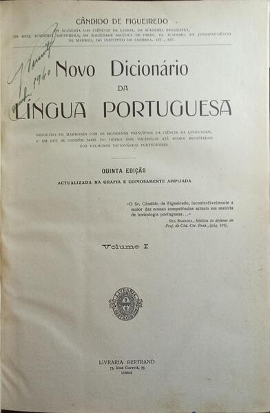 NOVO DICIONÁRIO DA LÍNGUA PORTUGUESA. [5.ª EDIÇÃO, 2 VOLS.]