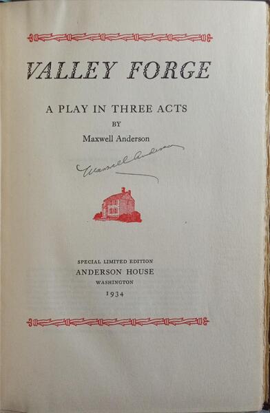 VALLEY FORGE. [AUTOGRAFO DO AUTOR]