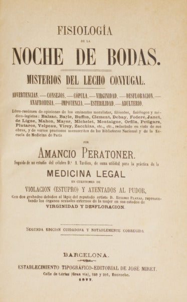 FISIOLOGÍA DE LA NOCHE DE BODAS. MISTERIOS DEL LECHO CONYUGAL.