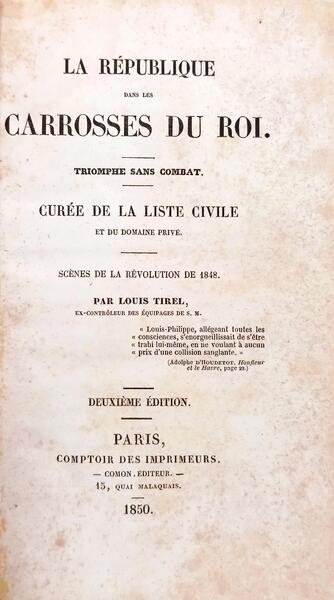 LA RÉPUBLIQUE DANS LES CARROSSES DU ROI.