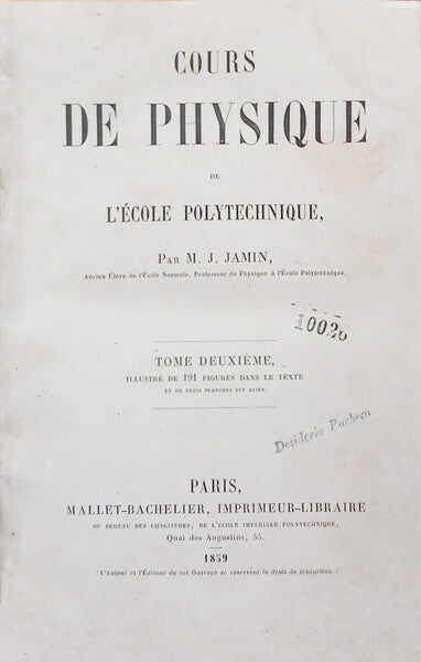 COURS DE PYSIQUE DE L'ÉCOLE POLYTECHNIQUE. [VOL. 2]