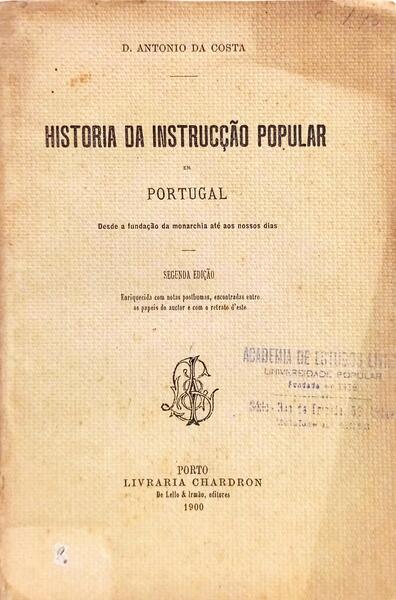 HISTORIA DA INSTRUCÃ‡ÃƒO POPULAR EM PORTUGAL.
