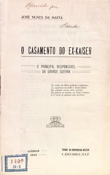 O CASAMENTO DO EX-KAISER.