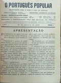 PORTUGUÊS (O) POPULAR, ANO I, N.º 1, 25 DE JANEIRO DE 1930.
