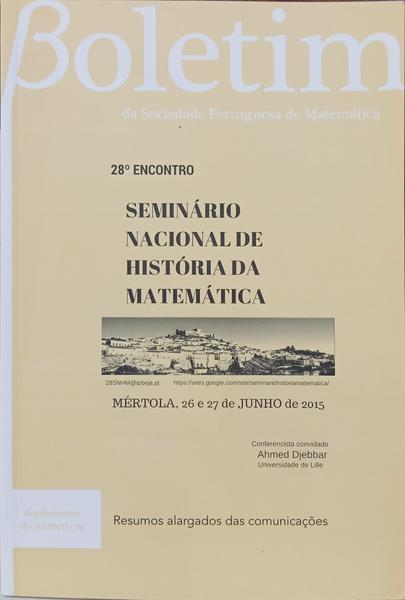 VINTE E OITO ENCONTRO DE SEMINÁRIO NACIONAL DE HISTÓRIA DA MATEMÁTICA.