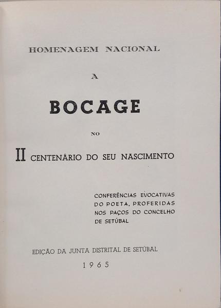 HOMENAGEM NACIONAL A BOCAGE NO II CENTENÁRIO DO SEU NASCIMENTO.