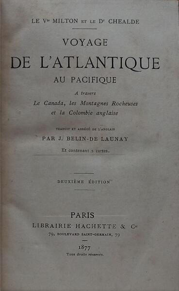 VOYAGE DE L'ATLANTIQUE AU PACIFIQUE. [2.ª EDIÇÃO]
