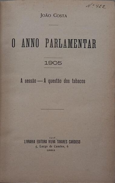 O ANNO PARLAMENTAR, 1905.