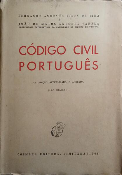 CÓDIGO CIVIL PORTUGUÊS. [4.ª EDIÇÃO]