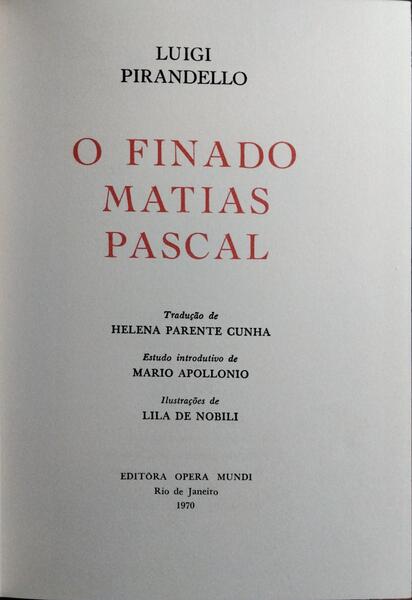 O FINADO MATIAS PASCAL.
