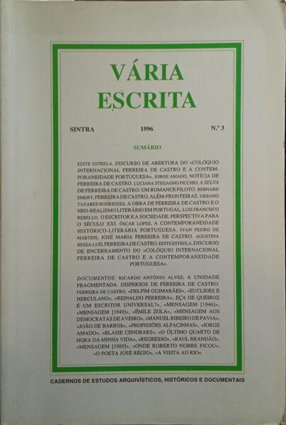 VÁRIA ESCRITA N.º 3, CADERNO DE ESTUDOS ARQUIVÍSTICOS, HISTÓRICOS E DOCUMENTAIS.