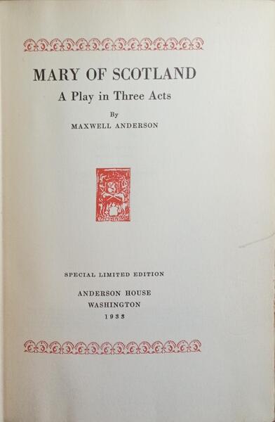 MARY OF SCOTLAND. [TIRAGEM ESPECIAL]