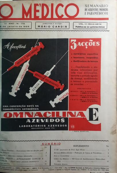 MÉDICO (O), VOL. III, VI ANO, N.º 175, JANEIRO 1955 - VOL. IX, IX ANO, N.º 380, DEZEMBRO 1958. [NOVA SÉRIE]