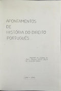APONTAMENTOS DE HISTÓRIA DO DIREITO PORTUGUÊS.