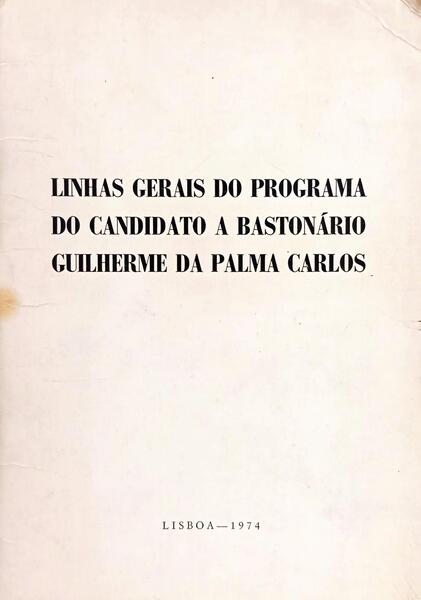LINHAS GERAIS DO PROGRAMA DO CANDIDATO A BASTONÃRIO GUILHERME DA PALMA CARLOS.