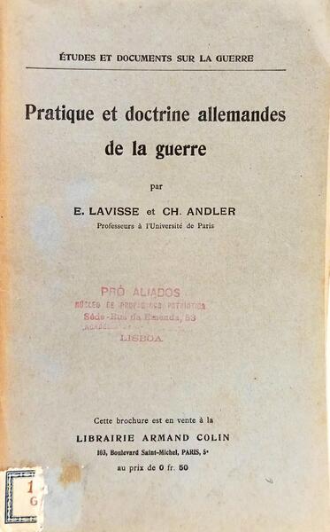 PRATIQUE ET DOCTRINE ALLEMANDES DE LA GUERRE.