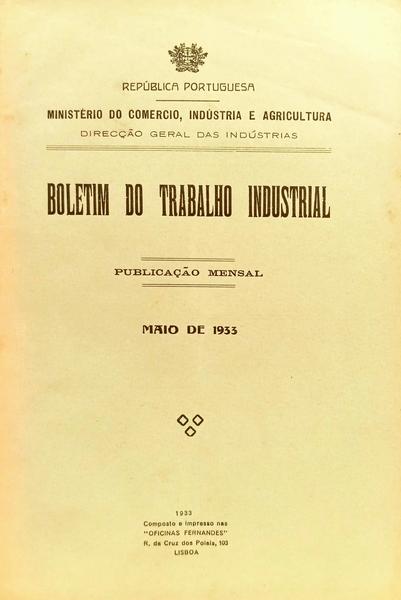 BOLETIM DO TRABALHO INDUSTRIAL, MAIO DE 1933.