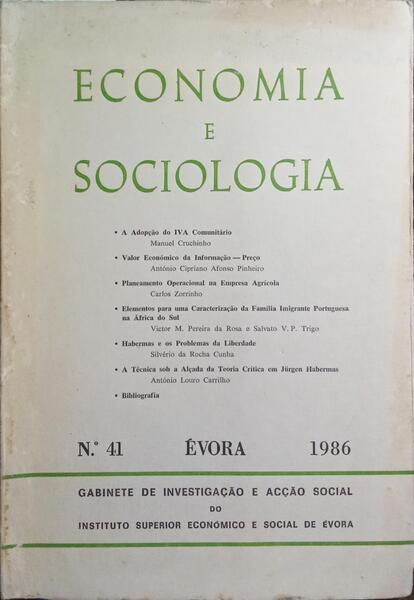 ECONOMIA E SOCIOLOGIA, N.º 41.