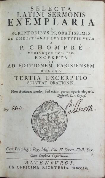 SELECTA LATINI SERMONIS EXEMPLARIA. [3.ª EDIÇÃO]