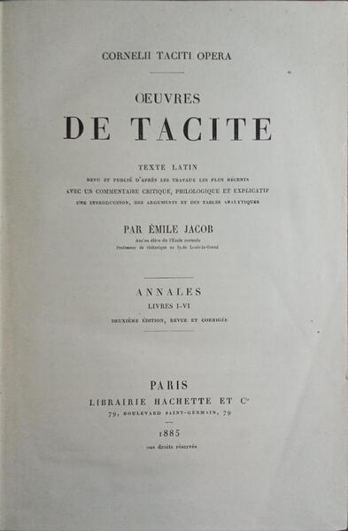 CORNELII TACITI OPERA. OEUVRES DE TACITE. [2 VOLS.]
