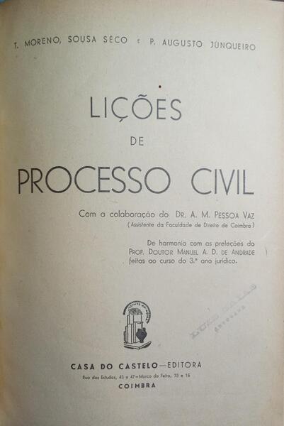 LIÇÕES DE PROCESSO CIVIL. [ENCADERNADO]