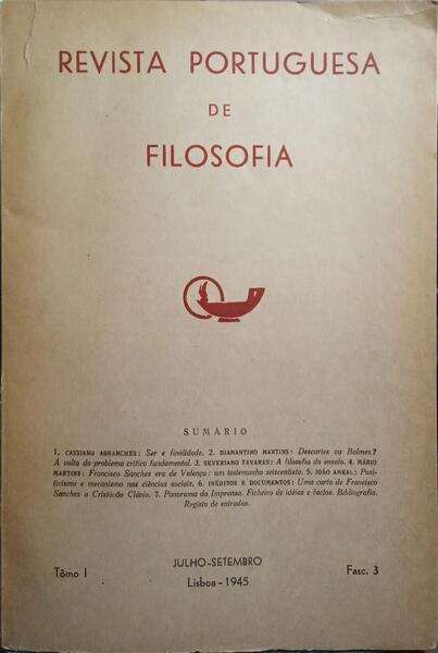 REVISTA PORTUGUESA DE FILOSOFIA, TOMO I, FASC. 3, JULHO-SETEMBRO 1945.