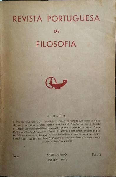 REVISTA PORTUGUESA DE FILOSOFIA, TOMO I, FASC. 2, ABRIL-JUNHO 1945.