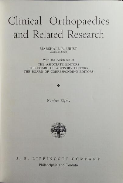 CLINICAL ORTHOPAEDICS AND RELATED RESEARCH, NUMBER 80, OCTOBER 1971.