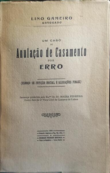 UM CASO DE ANULAÇÃO DE CASAMENTO POR ERRO.