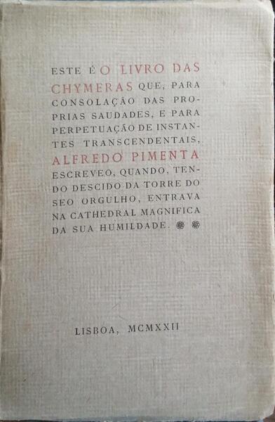 O LIVRO DAS CHYMERAS.