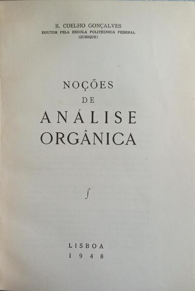 NOÇÕES DE ANÁLISE ORGÂNICA.