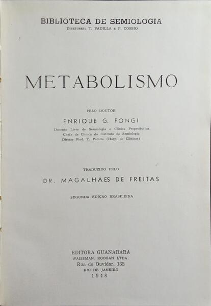 METABOLISMO. [2.ª EDIÇÃO]