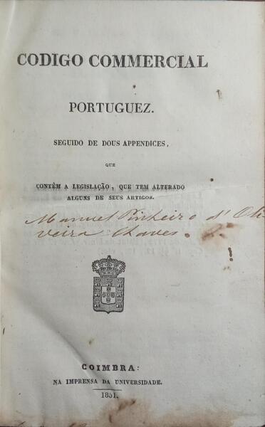 CODIGO COMMERCIAL PORTUGUEZ. [1851, ENC.]