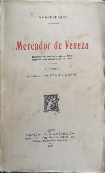MERCADOR DE VENEZA. [2.ª EDIÇÃO]