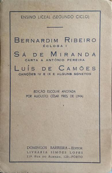 ÉCLOGA I. CARTA A ANTÓNIO PEREIRA. CANÇÕES IV E IX E ALGUNS SONETOS.