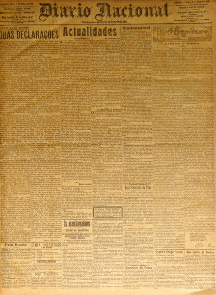 DIÁRIO NACIONAL, ANO 2.º, N.º 610, 2.ª FEIRA, 1 DE JULHO DE 1918 - ANO 3.º, N.º 785, 3.ª FEIRA, 31 DE DEZEMBRO DE 1918.
