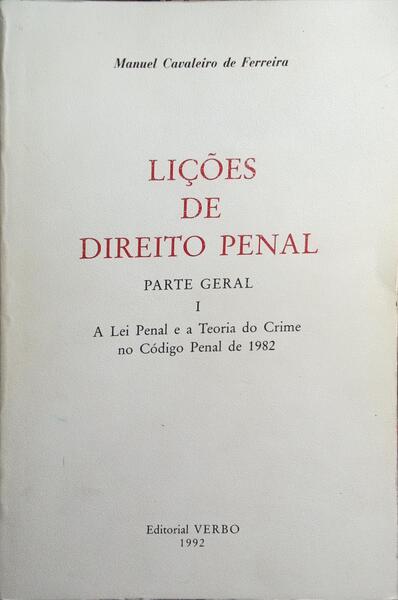 LIÇÕES DE DIREITO PENAL, PARTE GERAL. [VOL. I, EDIÇÃO DE 1992]