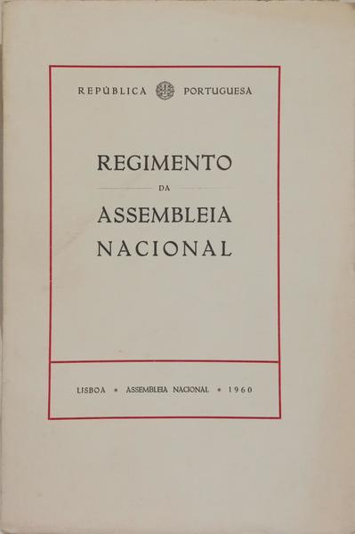 REGIMENTO DA ASSEMBLEIA NACIONAL.