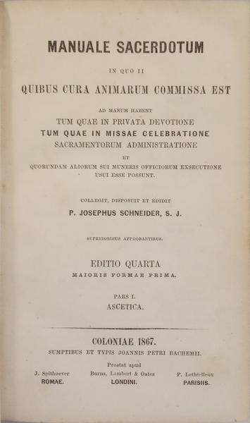 MANUALE SACERDOTUM. [4.ª EDIÇÃO]