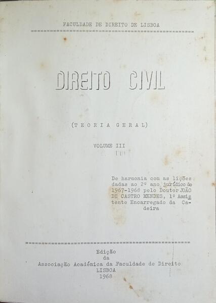 DIREITO CIVIL, TEORIA GERAL. [EDIÇÃO 1967]