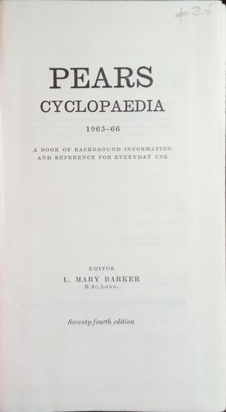 PEARS CYCLOPAEDIA, 1965-66.